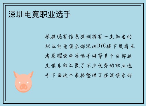 深圳电竟职业选手